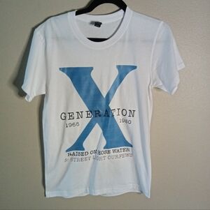 🦋 Generation X 1965-1980 T-Shirt White Unisex Casual Vintage Inspired Top Small
